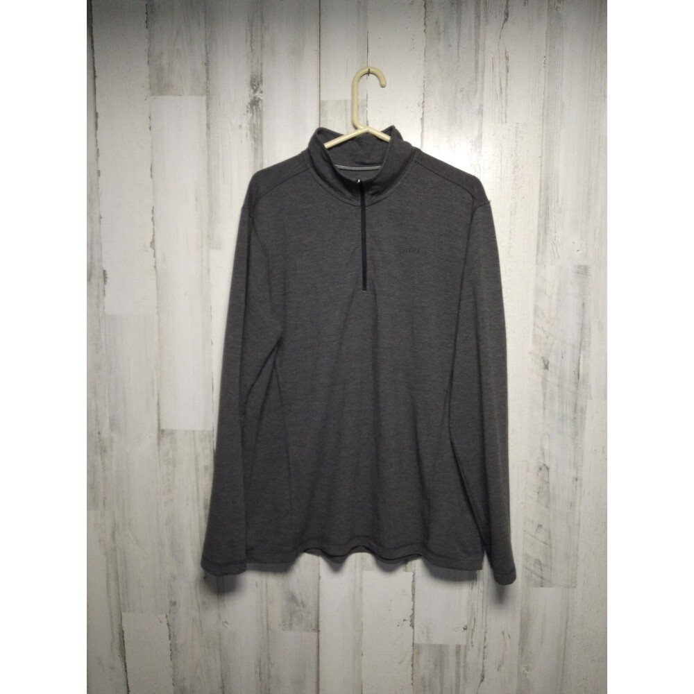 Orvis Mens Large Pullover Mock Neck 1/4 Zip Sweater Gray